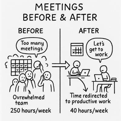 “Meetings Before & After” Handwritten Split Illustration