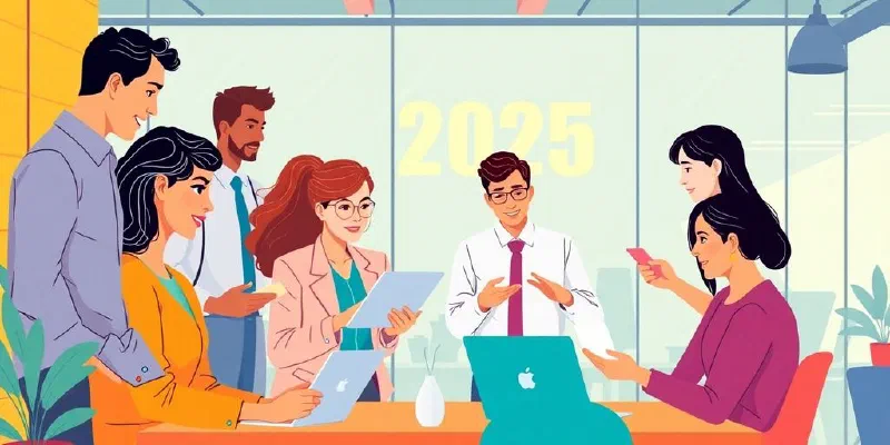 Diverse professionals collaborating in a modern office setting.