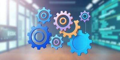 Illustrative gears representing continuous integration and deployment process.