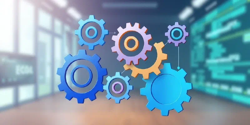Illustrative gears representing continuous integration and deployment process.