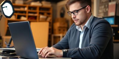 QA professional analyzing software on a laptop.