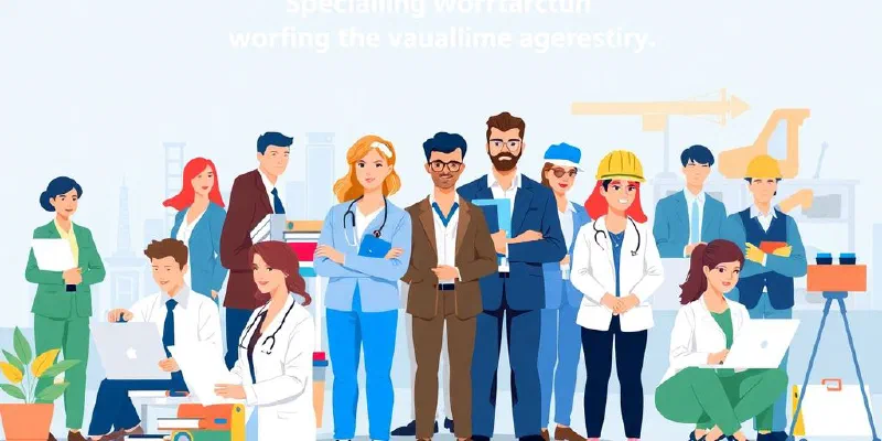 Diverse professionals collaborating in various industries and roles.