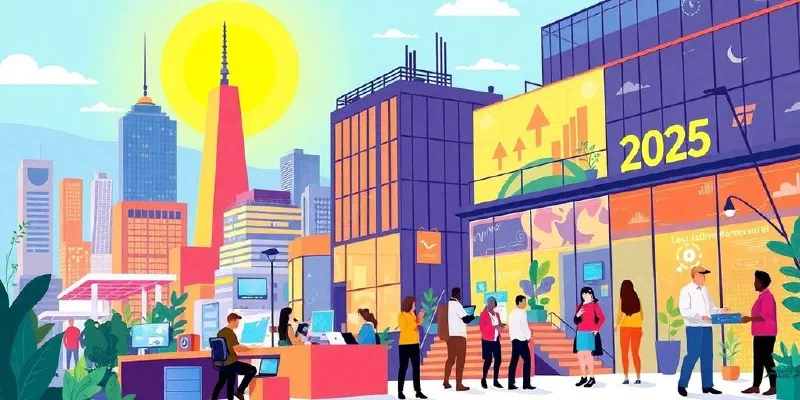 Colorful illustration of California’s tech startups and innovation.
