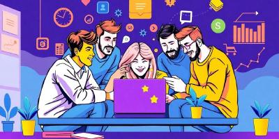 Team of app developers preparing for launch day.