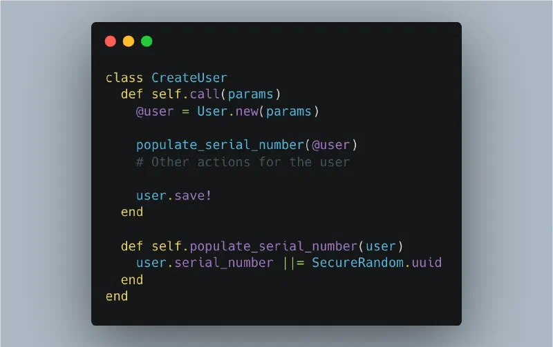 example code for using service