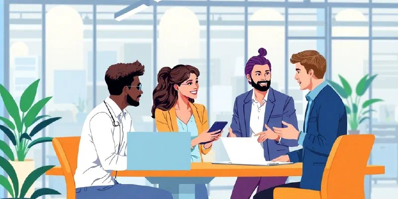 Diverse recruiters collaborating in a modern office environment.