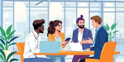 Diverse recruiters collaborating in a modern office environment.