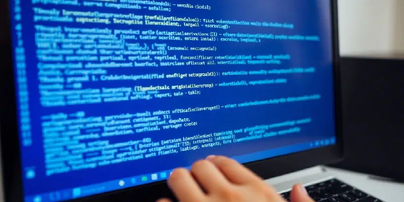 Command line interface, code, and computer screen.