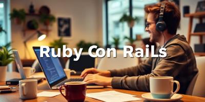 Developer working on Ruby on Rails project in office.