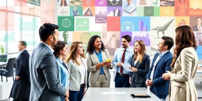 Job seekers consulting with recruiters in a professional setting.