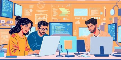 Developers using AI tools for coding productivity in 2025.