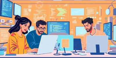 Developers using AI tools for coding productivity in 2025.