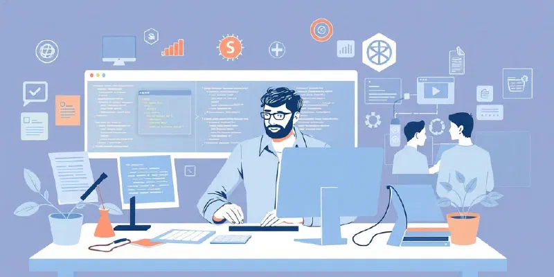 Illustration of a Developer Experience Engineer in action.