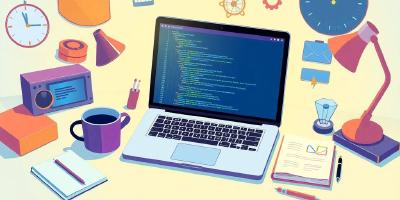 Modern workspace with coding tools and developer essentials.