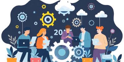 Developers collaborating with technology in an innovative environment.