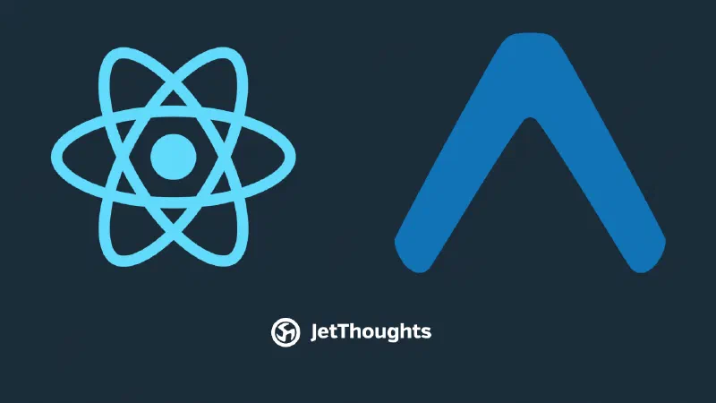 React and Expo logos above the JetThoughts name on a dark background