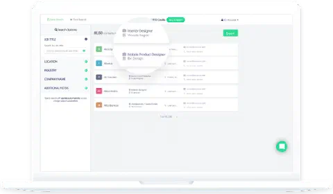 LimeLeads search results with job-title suggestions